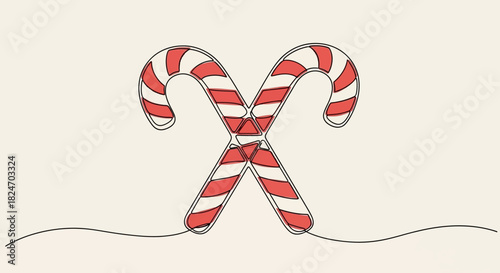 Elegant Candy Cane Illustration for Festive Holiday Greetings and Celebrations