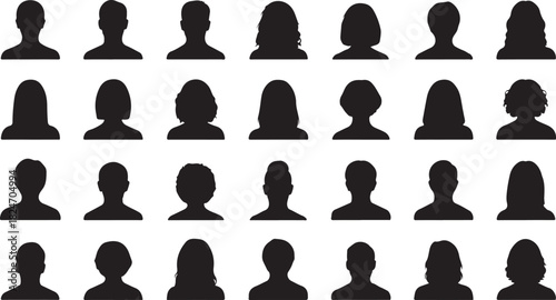 Diverse Human Silhouettes: A Collection of Profile Icons