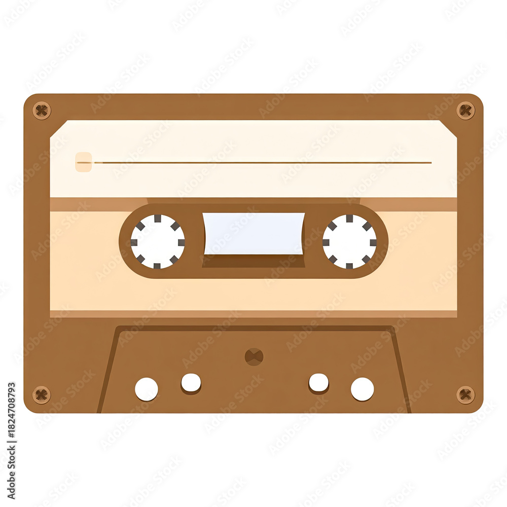 Naklejka premium Retro analog audio cassette tape for music recording and playback.