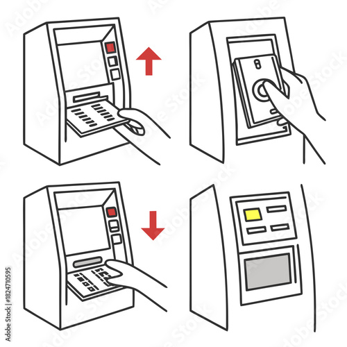 Step-by- Step Illustration of ATM Card Insertion and Withdrawal step-by-step