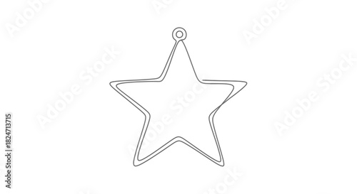 Elegant star shaped christmas ornament outline drawing on a white background