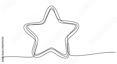 Abstract illustration of a star created with the single line technique design for backgrounds
