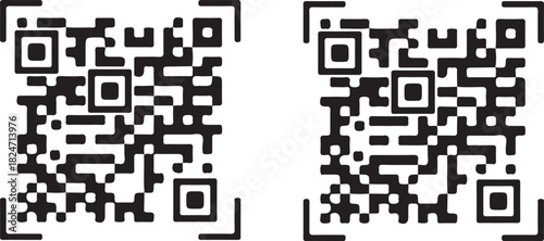 Two QR Codes (Quick Response) Black and White Data Matrix Symbols