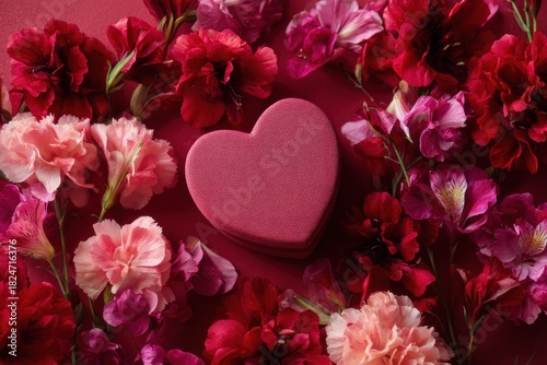 Floral Arrangement with Heart Box for Valentine Theme