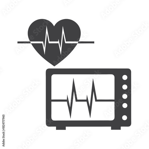 Black display shows a zigzag line with an antenna on a white backdrop