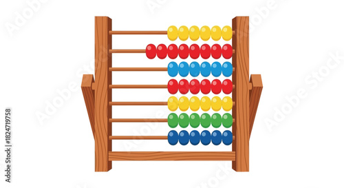 A colorful wooden abacus with rows of beads for counting and learning