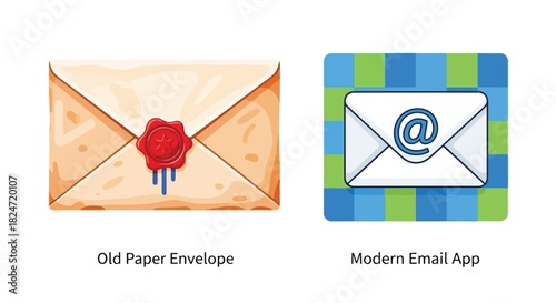 Comparing traditional mail and modern email communication methods side by side