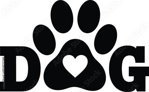 Dog Paw Heart Vector Illustration Dog Graphic Design Pet Paw Print with Heart