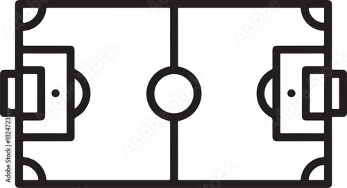 Simple Line Art Icon of a Soccer Field with Goals and Center Circle