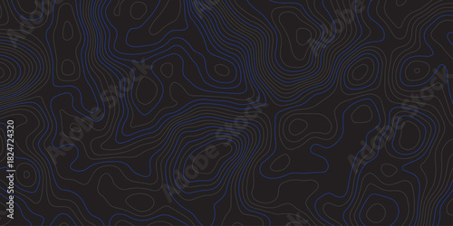 Dark abstract topographic contour pattern with smooth flowing lines and subtle blue accents. Modern minimalist background ideal for digital design, wallpapers, branding, and seamless graphic textures.