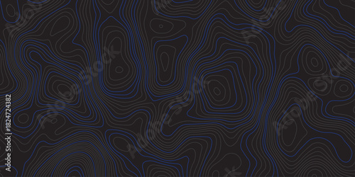 Dark abstract topographic contour pattern with smooth flowing lines and subtle blue accents. Modern minimalist background ideal for digital design, wallpapers, branding, and seamless graphic textures.