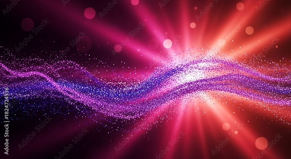 Fototapeta premium Abstract digital wave of light particles exploding with energy