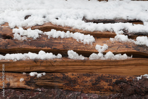 Firewood lies partially covered by snow. A thought-provoking image: How will we heat our homes in winter in the future? Are modern wood stoves really clean?