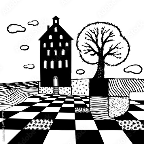 Aesthetic Farm Scene illustration