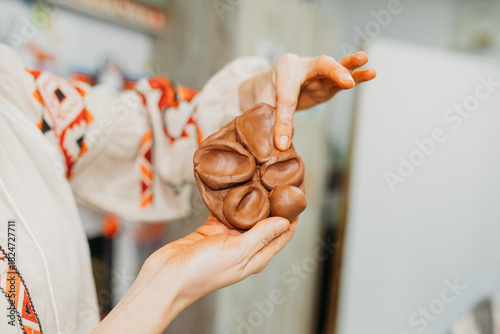 Female Hands Sculpting Clay – Traditional Pottery Workshop Art