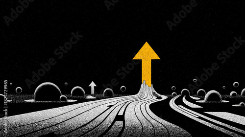 Guidance and Pathfinding concept illustration, Personal or Business consulting Services, Success journey and Breakthrough minimalist design, System Innovation and Digital Growth, Data Streaming