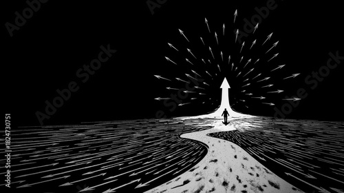 Personal Journey Growth Path, Career Opportunity, Mindset Branding, Book Cover Illustration Concept, Goal Setting and Purpose, Path to success