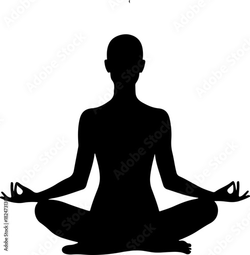 Meditation Lotus Pose Silhouette – Yoga Mindfulness Vector Art