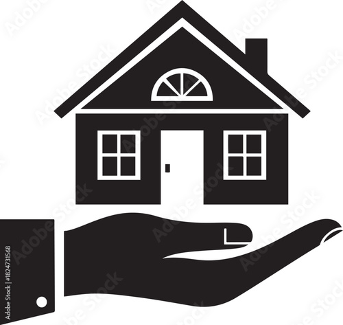 Hand holding a house icon symbolizing home ownership and protection