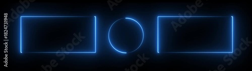 Wallpaper Mural Abstract glowing geometric rectangle and circle frame. Animation of rectangle glowing neon on black background. Torontodigital.ca
