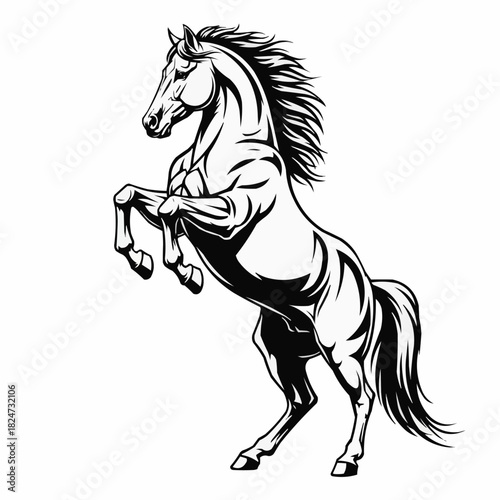 Powerful Rearing Horse Silhouette Dynamic Animal Art.
