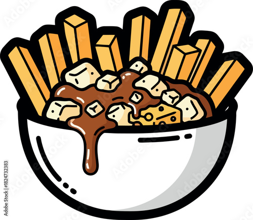 Delicious Poutine Dish with Fries Gravy and Cheese Curds.