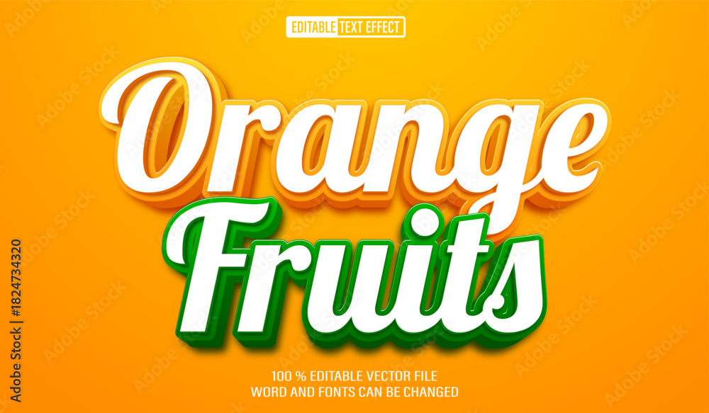 Fototapeta premium Editable 3d text style effect - Orange Fruits text effect Template