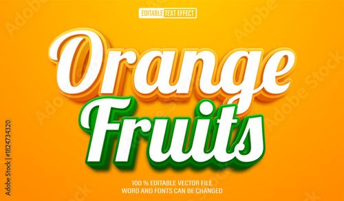 Editable 3d text style effect - Orange Fruits text effect Template