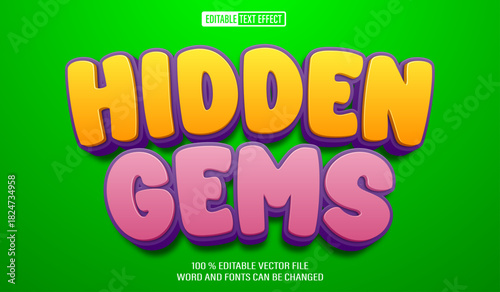 Editable 3d text style effect - Hidden Gems text effect Template