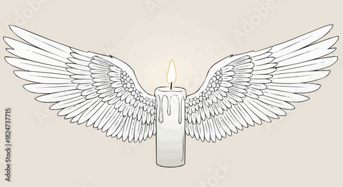 Winged candle illustration representing hope and spiritual guidance in art.