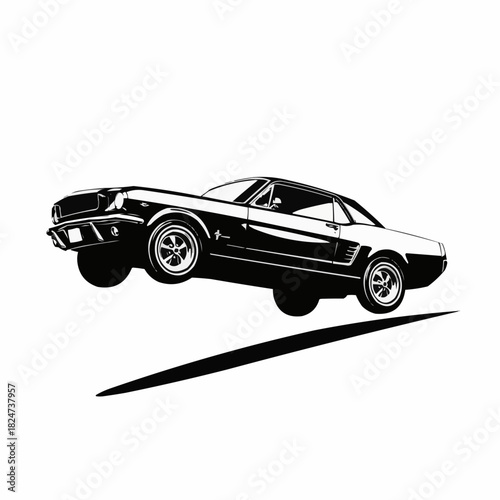 Classic Muscle Car Illustration - A Powerful Automotive Icon in Motion.