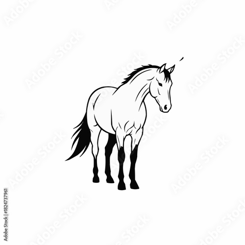 Elegant unicorn illustration standing gracefully with a single horn and flowing mane.