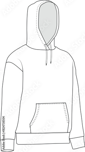 Hoodie Template Front and Back View Blank Hoodie Vector Illustration