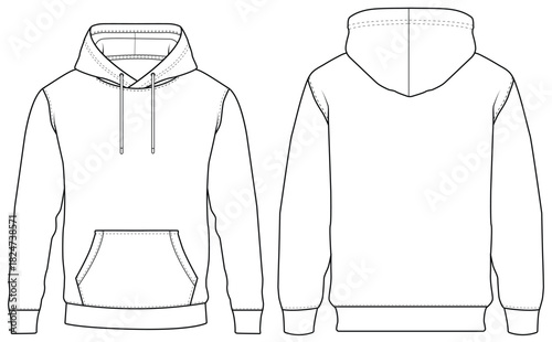 Hoodie Template Front and Back View Blank Hoodie Vector Illustration