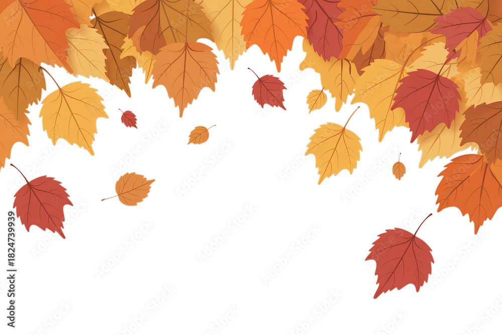 Fototapeta premium Falling Autumn Leaves Pattern on Black Background foliage