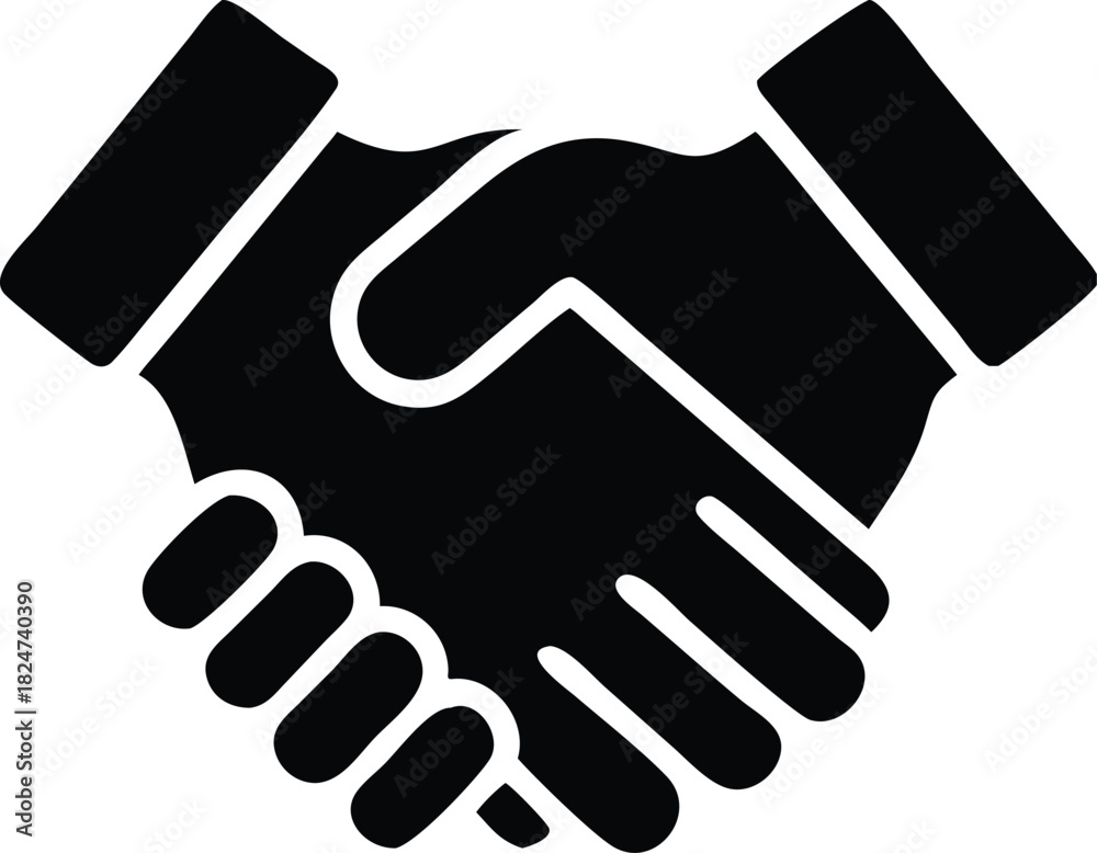 Obraz premium A silhouette handshake solidifies partnership, signifying deal, agreement, or corporate collaboration symbolically on white