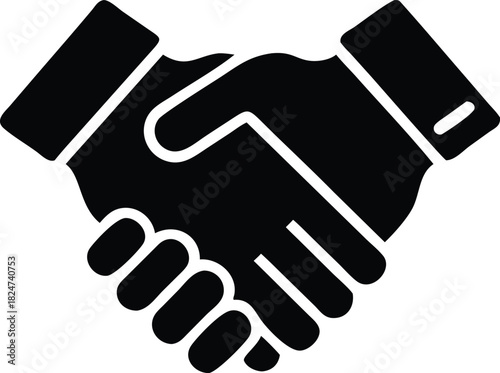 A black solid represents a handshake between two individuals in agreement here