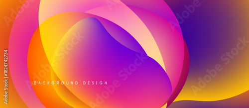 Abstract fluid shapes blend vibrant colors. Gradient transitions create dynamic visual effect. Modern design suitable for backgrounds.