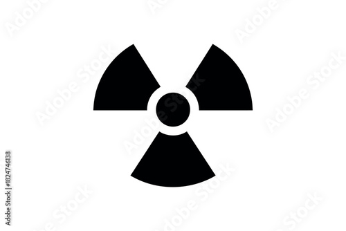 A simple black radiation hazard symbol on a white background.