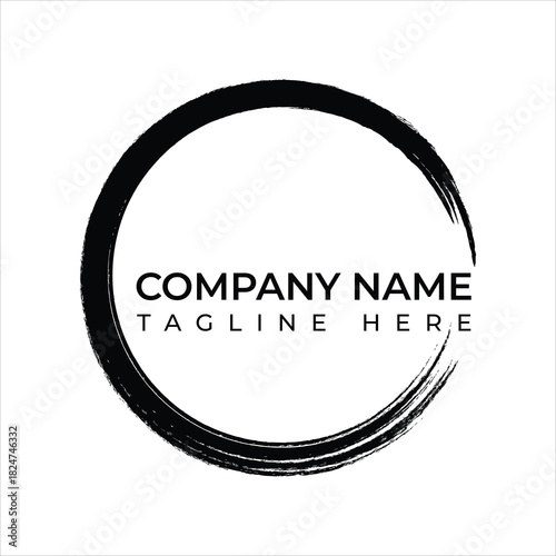 Unique artistic brush stroke circle offers modern logo design possibilities for creative brands wanting an organic, hand-drawn feel for their identity
