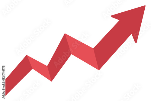 A red arrow points upwards indicating growth and progress on a white background.