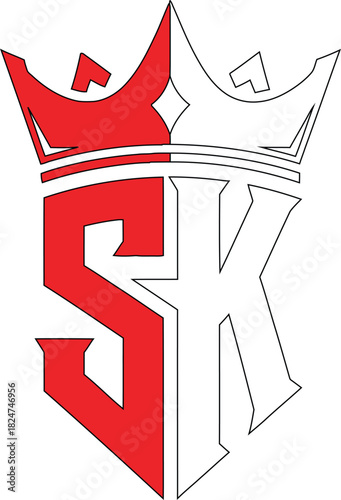 Elegant SK Monogram with Crown a Symbol of Leadership Graphic Art