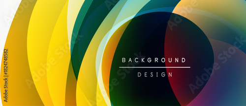 Abstract colorful layers create dynamic visual effect. Smooth gradients blend, forming modern background design. Bright hues dominate composition.