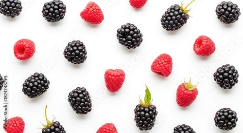Fresh raspberries and blackberries pattern offering a vibrant healthy eating design
