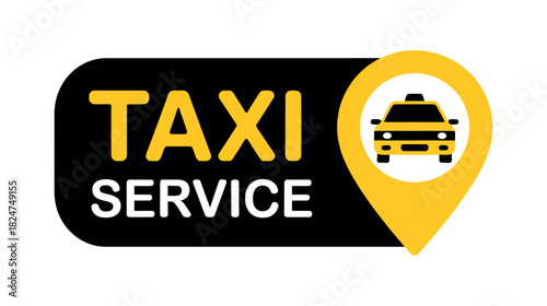 A taxi service logo with a car icon inside a location pin