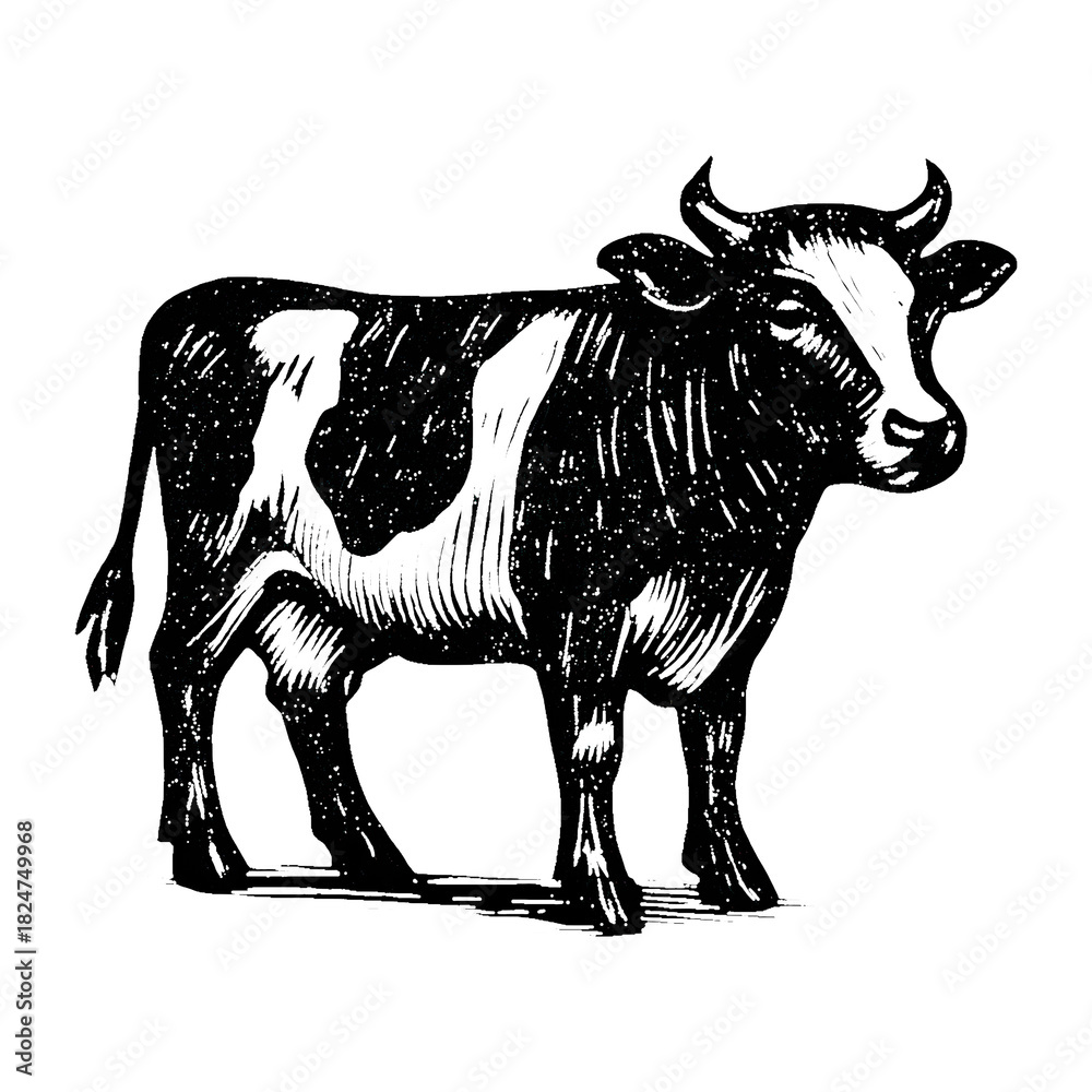 Fototapeta premium PNG Vintage cow illustration silhouette