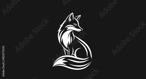 Elegant Fox Silhouette A Majestic Animal Illustration with a Sleek, Minimalist Design