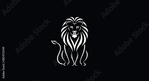 Elegant Lion Silhouette A Symbol of Strength and Pride in Minimalist Design on Dark Background