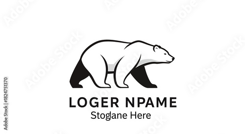 Bear logo design featuring the text LOGER NPAME and Slogane Here
