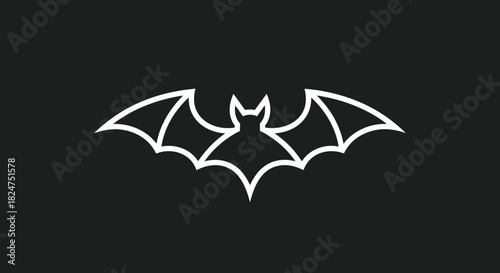 Minimalist white bat silhouette on a dark background, representing nocturnal creatures and Halloween themes